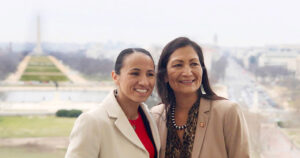 U.S. Rep Sharice Davids and then-U.S. Rep. now Secretary of the Interior Deb Haaland, who posted the photo of them in Washington to her Twitter account on May 22, 2019.